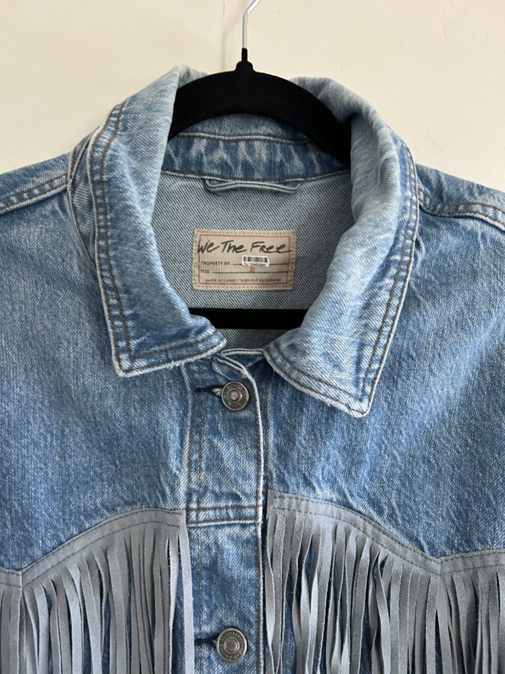 Free People Women's Blue Fringe Jacket - Picture 5 of 5